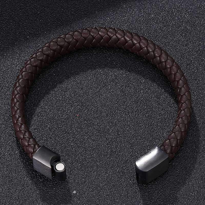 Men's Braided Leather Magnetic Bracelet - Indigo-Temple