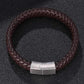 Men's Braided Leather Magnetic Bracelet - Indigo-Temple