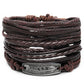 IF ME™ Vintage Multi-Layer Men's Leather Bracelet Sets - Indigo-Temple