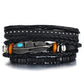 IF ME™ Vintage Multi-Layer Men's Leather Bracelet Sets - Indigo-Temple