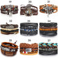 IF ME™ Vintage Multi-Layer Men's Leather Bracelet Sets - Indigo-Temple