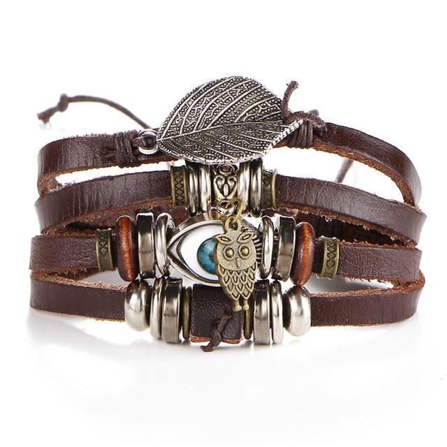 IF ME™ Vintage Multi-Layer Men's Leather Bracelet Sets - Indigo-Temple