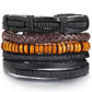 IF ME™ Vintage Multi-Layer Men's Leather Bracelet Sets - Indigo-Temple