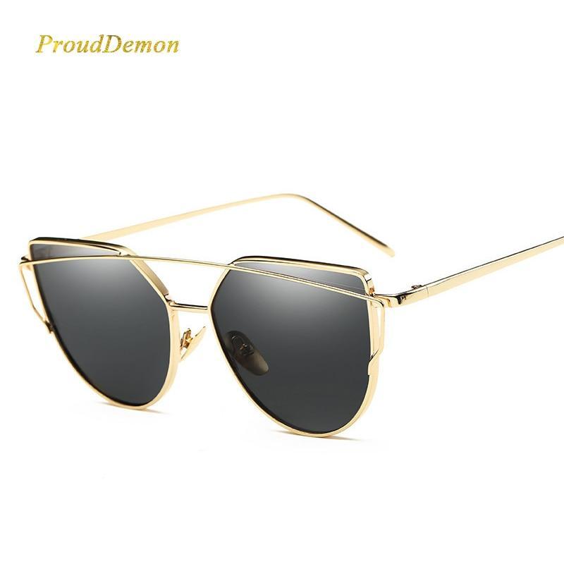 Retro Cat-Eye Women's Sunglasses - Indigo-Temple