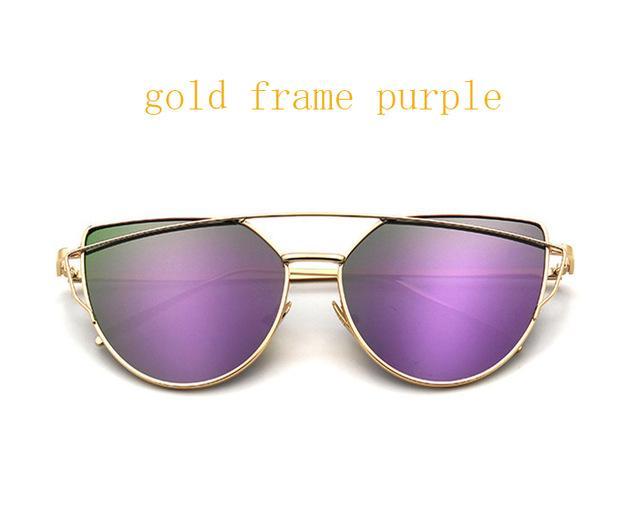 Retro Cat-Eye Women's Sunglasses - Indigo-Temple