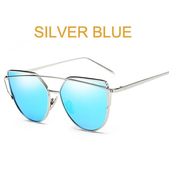 Retro Cat-Eye Women's Sunglasses - Indigo-Temple