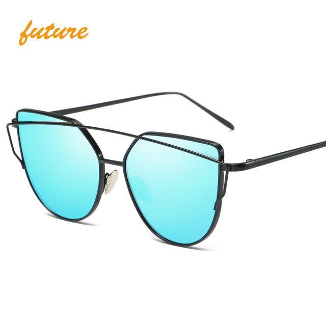 Retro Cat-Eye Women's Sunglasses - Indigo-Temple