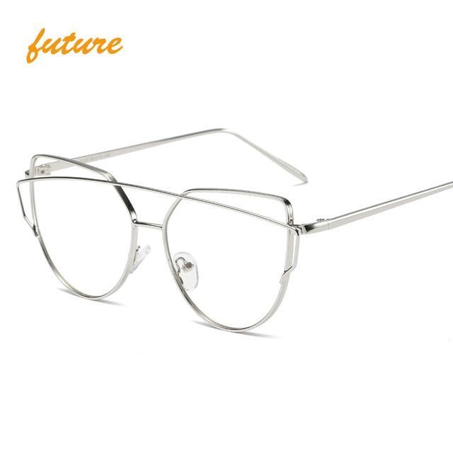 Retro Cat-Eye Women's Sunglasses - Indigo-Temple