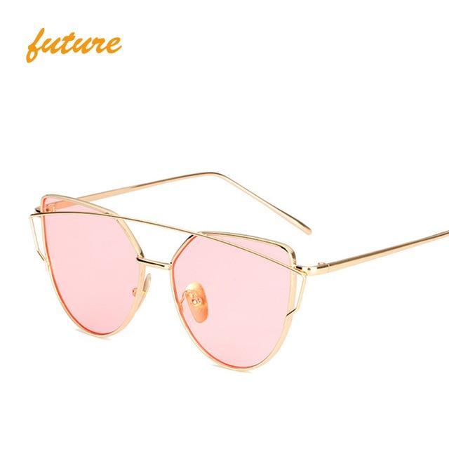 Retro Cat-Eye Women's Sunglasses - Indigo-Temple