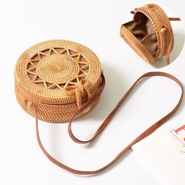 Tropical Hand-Woven Straw Purses - Indigo-Temple
