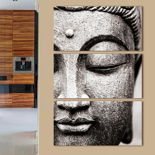 3-Panel Canvas Buddha Wall Art - Indigo-Temple