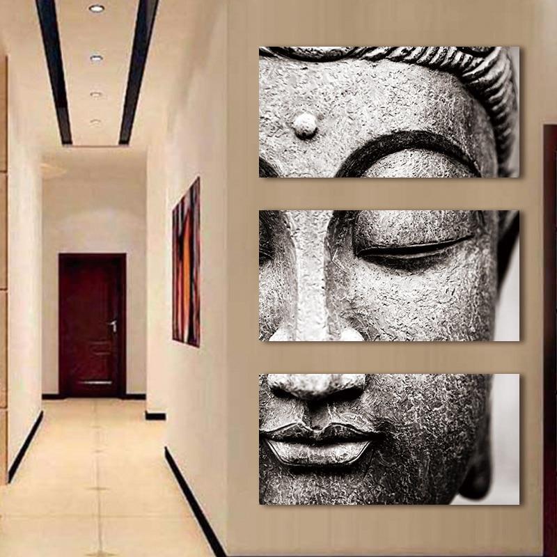 3-Panel Canvas Buddha Wall Art - Indigo-Temple