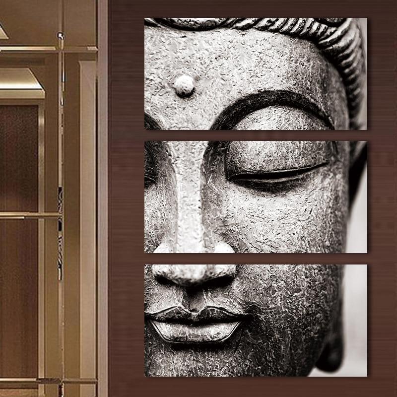 3-Panel Canvas Buddha Wall Art - Indigo-Temple