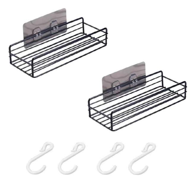 Decorative Punch-free Corner Wrought Iron Shelf (2pcs)