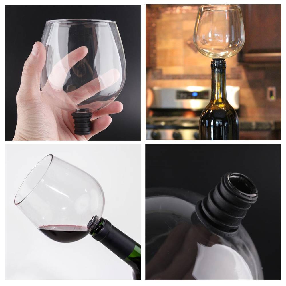 Creative Wine Glass-to-Bottle Attachment - Indigo-Temple